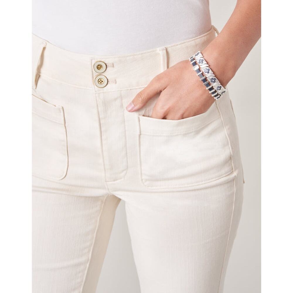 Spartina 449 Juliette Crop Flare Jeans Size 8 Buttercream 26.5” Inseam - Picture 6 of 16